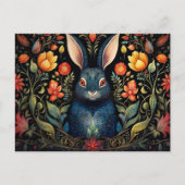 a mystical rabbit surrounded by flowers postkarte (Vorderseite)