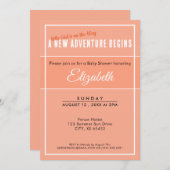 A New Adventure Begins Peach Babyshower Invitation Einladung (Vorne/Hinten)