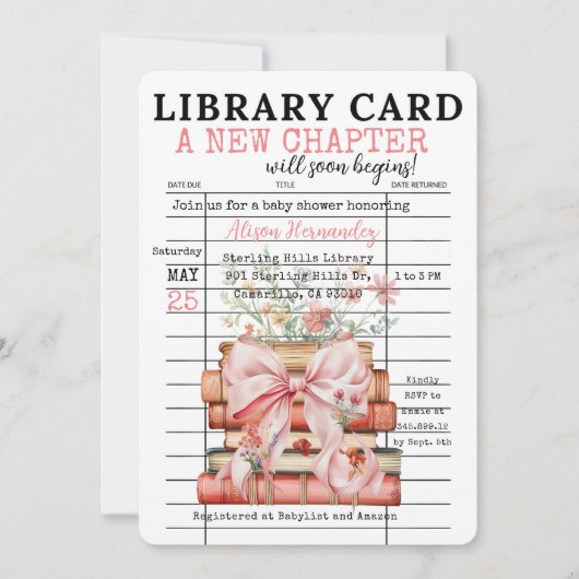 A New Chapter Baby Shower Einladung (Vorderseite)