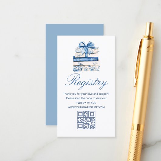 a new chapter baby Shower gift registry qr code  Begleitkarte (Vorderseite/Rückseite Beispiel)