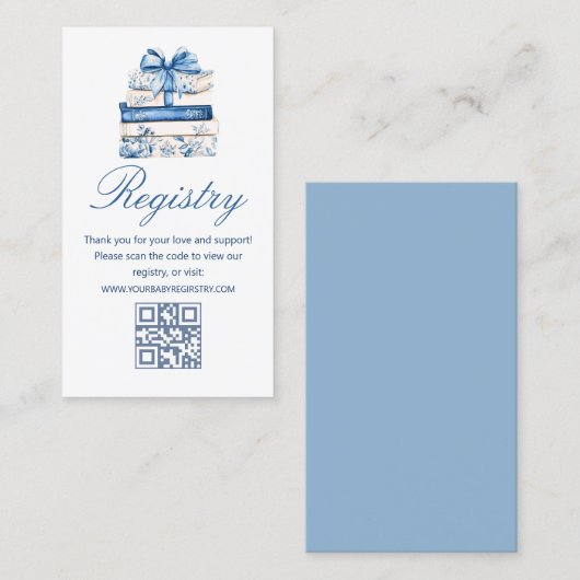 a new chapter baby Shower gift registry qr code Begleitkarte (Vorne/Hinten)