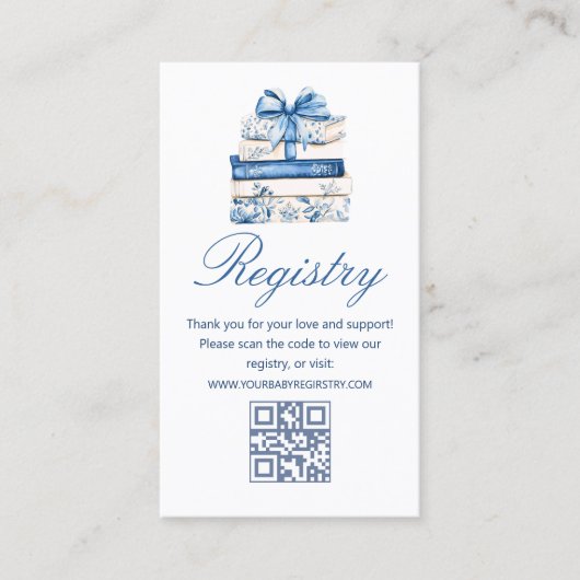 a new chapter baby Shower gift registry qr code  Begleitkarte (Vorderseite)