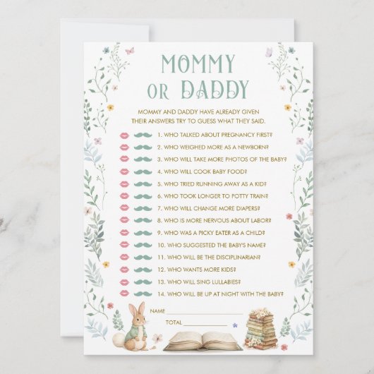 A New Chapter Baby Shower Guess Who Game Card Einladung (Vorderseite)