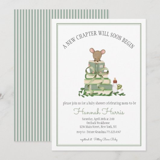 A New Chapter Baby Shower Invitation Einladung (Vorne/Hinten)