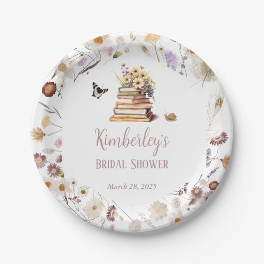 A New Chapter Baby Shower Storybook Wildflower Pappteller (Vorderseite)