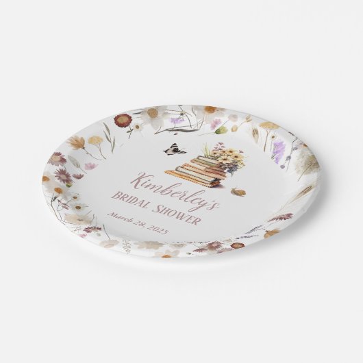 A New Chapter Baby Shower Storybook Wildflower Pappteller (Schrägansicht)