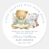 A New Chapter Bear Book Baby Shower Thank you Runder Aufkleber (Vorderseite)