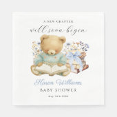 A New Chapter Begin Bear Book Baby Shower Napkin Serviette (Vorderseite)