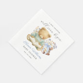 A New Chapter Begin Bear Book Baby Shower Napkin Serviette (Ecke)