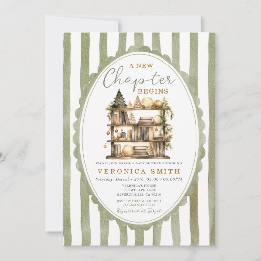 A New Chapter Begin Christmas Book Baby Shower Einladung (Vorderseite)