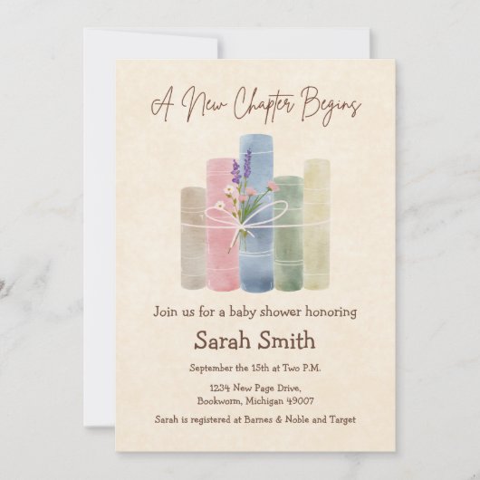 A New Chapter Begins - Baby Shower Einladung (Vorderseite)