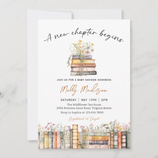 A New Chapter Begins Baby Shower Invitation Einladung (Vorderseite)