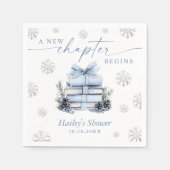 A New Chapter Begins, Blue Bow Winter Baby Shower Serviette (Vorderseite)