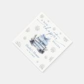 A New Chapter Begins, Blue Bow Winter Baby Shower Serviette (Ecke)