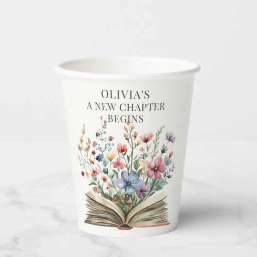 A New Chapter Begins Book Baby Shower Pappbecher (Vorderseite)