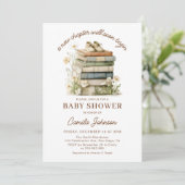 A New Chapter Begins Books Baby Shower Invitation Einladung (Stehend Vorderseite)