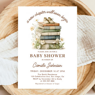 A New Chapter Begins Books Baby Shower Invitation Einladung
