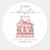 A New Chapter Begins Books Baby Shower Sticker (Vorderseite)