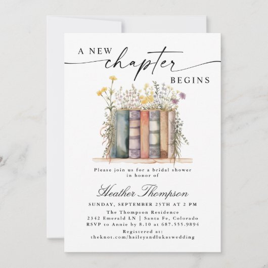 A New Chapter Begins Bridal Shower Einladung (Vorderseite)