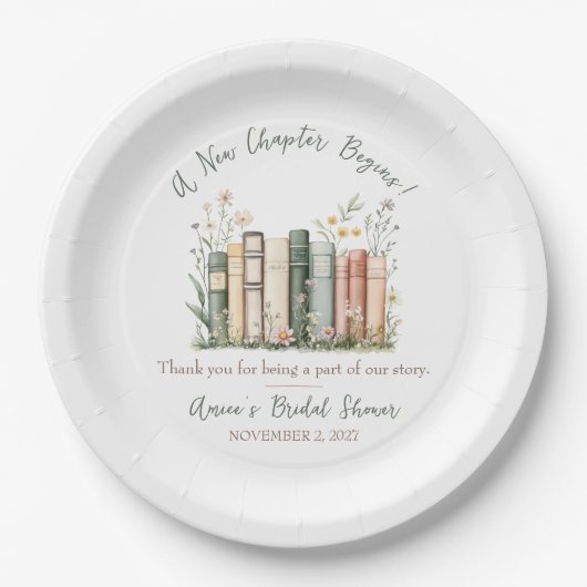 A New Chapter Begins! Bridal Shower Favor Pappteller (Vorderseite)