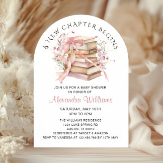 A New Chapter Begins Coquette Books Baby Shower Einladung
