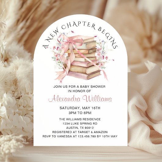 A New Chapter Begins Coquette Books Baby Shower Einladung
