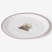 A New Chapter Begins Floral Books Bridal Shower Pappteller (Schrägansicht)