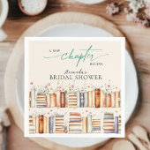 A New Chapter Begins Floral Books Bridal Shower Serviette
