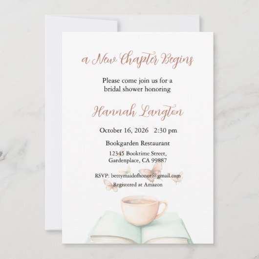 A New Chapter Begins Invitation, Bridal Shower Einladung (Vorderseite)
