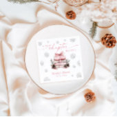 A New Chapter Begins, Pink Bow Winter Baby Shower Serviette