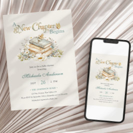 A New Chapter Begins Rustic Book Theme Baby Shower Einladung