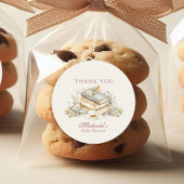 A New Chapter Begins Rustic Book Theme Baby Shower Runder Aufkleber