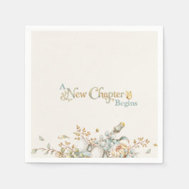A New Chapter Begins Rustic Book Theme Baby Shower Serviette