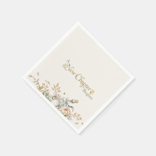 A New Chapter Begins Rustic Botanicals Baby Shower Serviette (Ecke)
