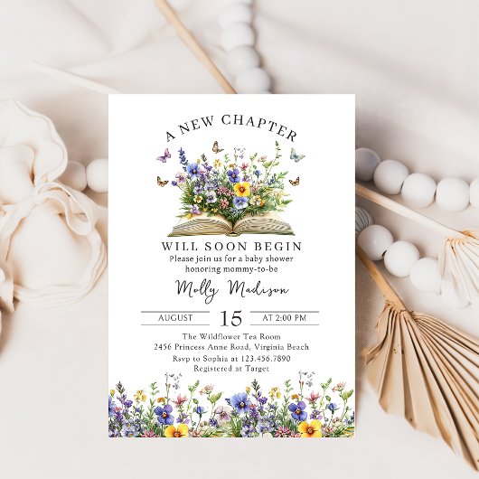 A New Chapter Begins Storybook Baby Shower Einladung