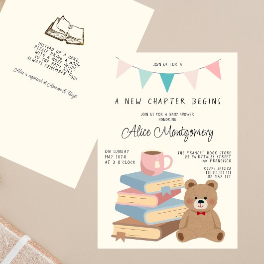 A New Chapter Begins Storybook Boho Baby Shower  Einladung