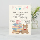 A New Chapter Begins Storybook Boho Baby Shower  Einladung (Stehend Vorderseite)