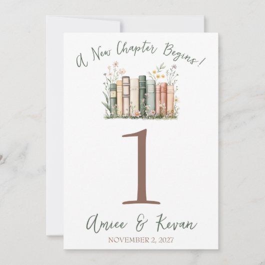 A New Chapter Begins! Wedding Table Number Signs (Vorderseite)