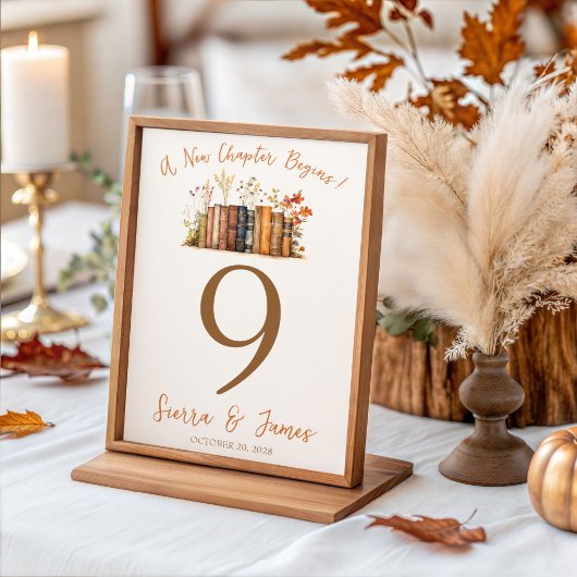 A New Chapter Begins! Wedding Table Number Signs Einladung