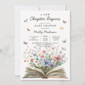 A New Chapter Begins Wildflower Baby Shower Einladung (Vorderseite)