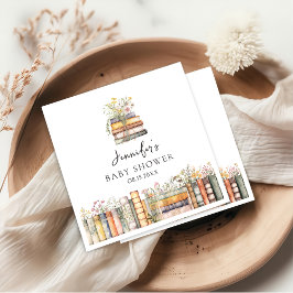 A New Chapter Begins Wildflower Book Baby Shower Serviette