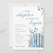 A New Chapter Blue Baby Shower Einladung (Vorderseite)