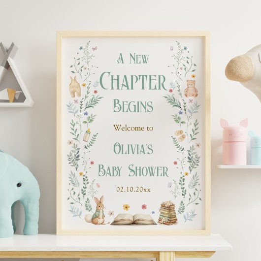 A New Chapter Book Baby Shower Welcome  Poster