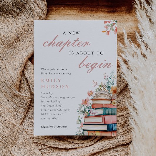 A New Chapter Floral Baby Shower Einladung