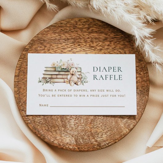 A New Chapter Floral Book Diaper Raffle Enclosure Visitenkarte