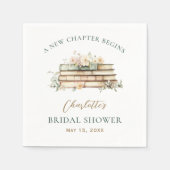 A New Chapter Floral Book Themed Bridal Shower Serviette (Vorderseite)