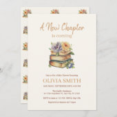 A New Chapter is Coming, Books With Flowers Einladung (Vorne/Hinten)