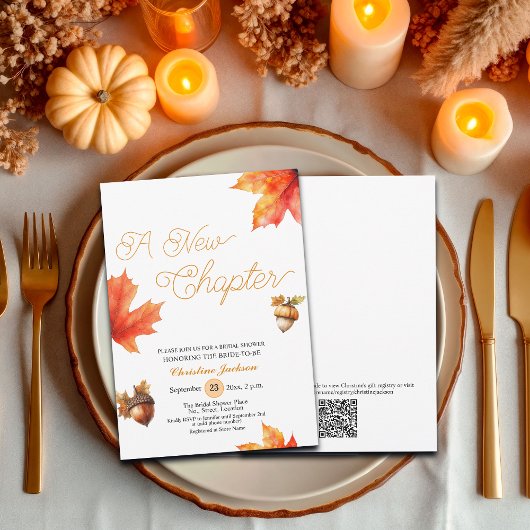A New Chapter Maple Tree Leaves Bridal Shower  Einladung