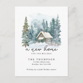 A New Home Winter Handwriting Calligraphy Moving Feiertagspostkarte