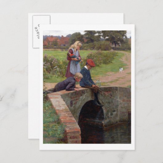 A Nibble, 1914 (Öl auf Platte) Postkarte (Vorne/Hinten)